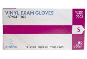 Strong MFG Small Vinyl Exam Gloves, 150 per box, 10/case