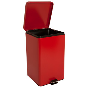 8 Gallon Square Step-On Waste Receptacle, Red