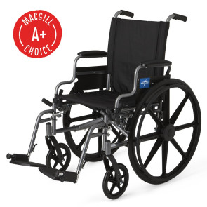 Wheelchair, 20" Seat, Padded Desk Arms, Elevating Legrests